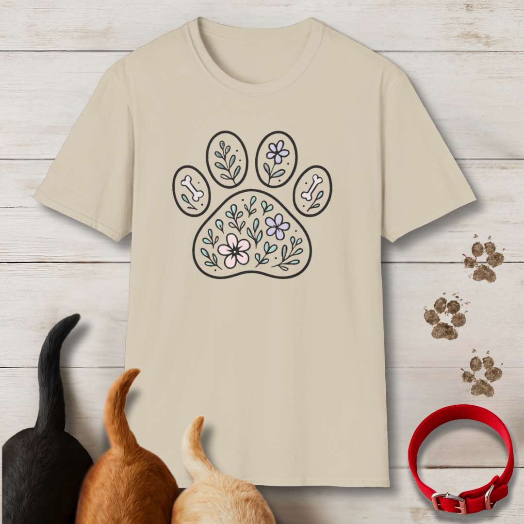 Floral Paw Print T-Shirt