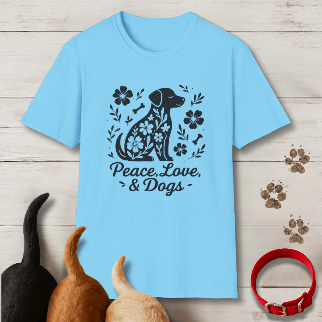 Peace, Love, & Dogs T-Shirt - Tailwags Unlimited