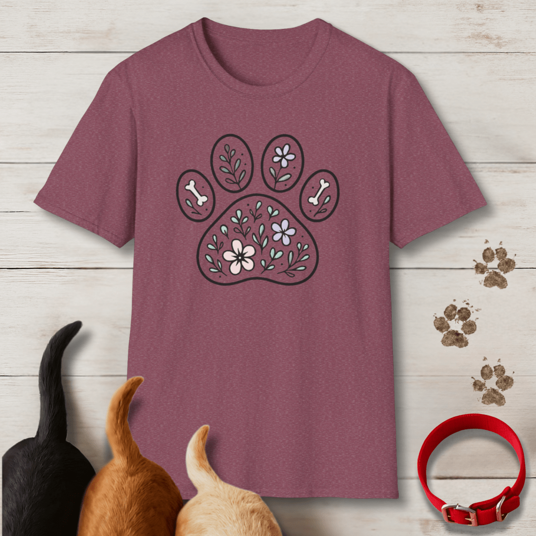 Floral Paw Print T-Shirt - Tailwags Unlimited