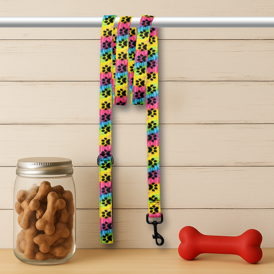 Tie-Dye Paw Print Dog Leash