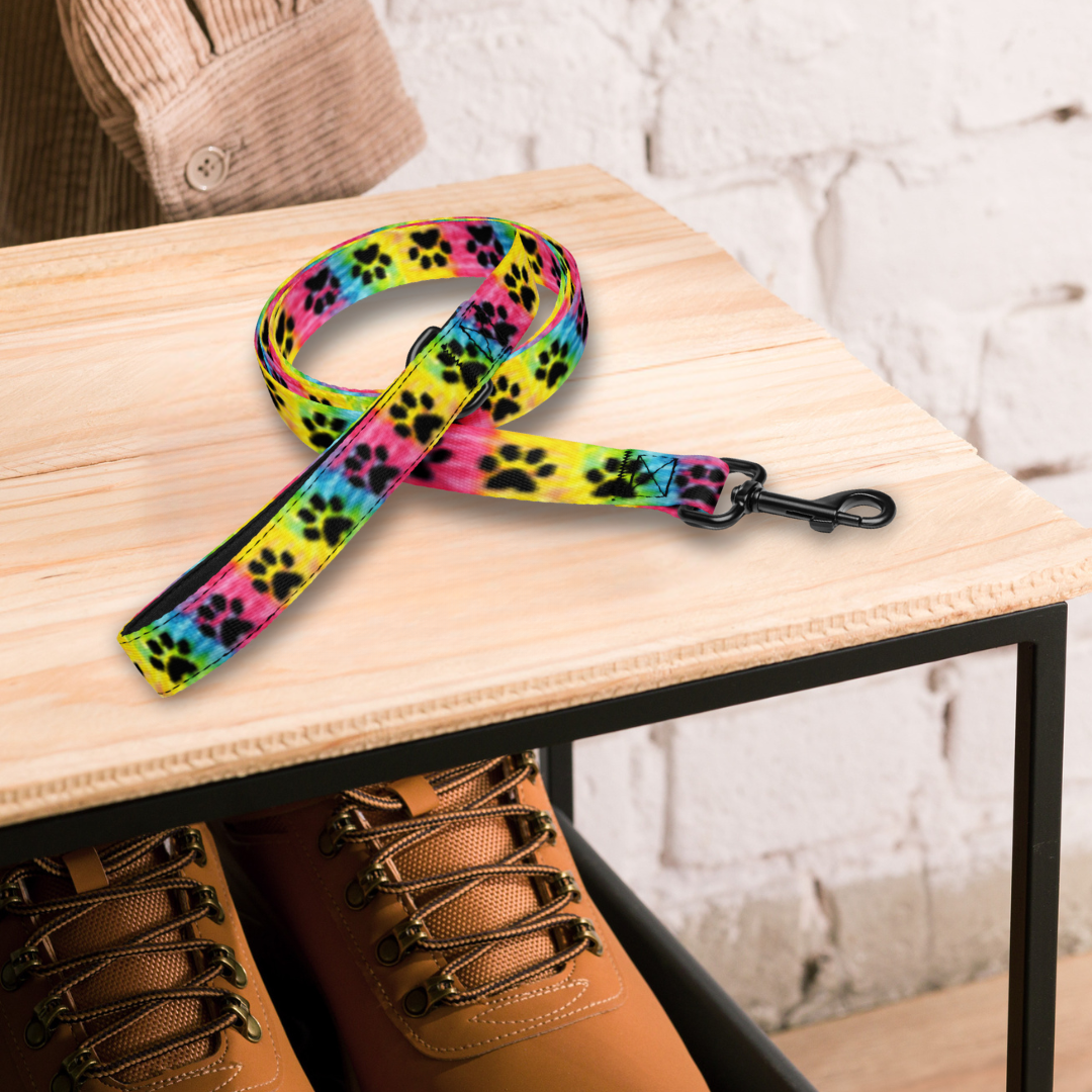 Tie-Dye Paw Print Dog Leash
