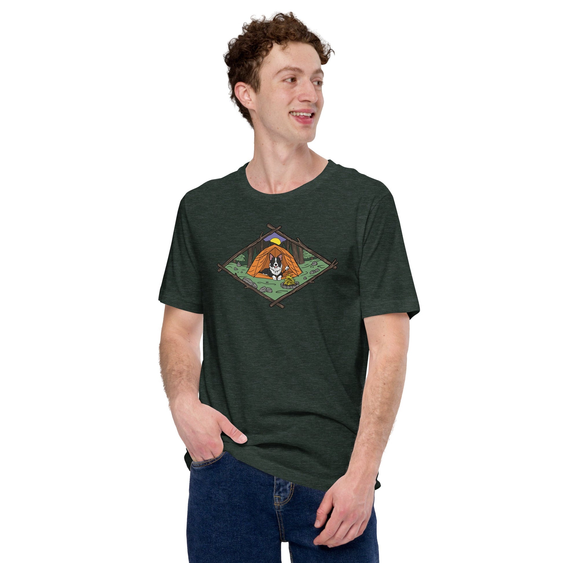 Camping Dog (Color) T - Shirt - TAILWAGS UNLIMITED