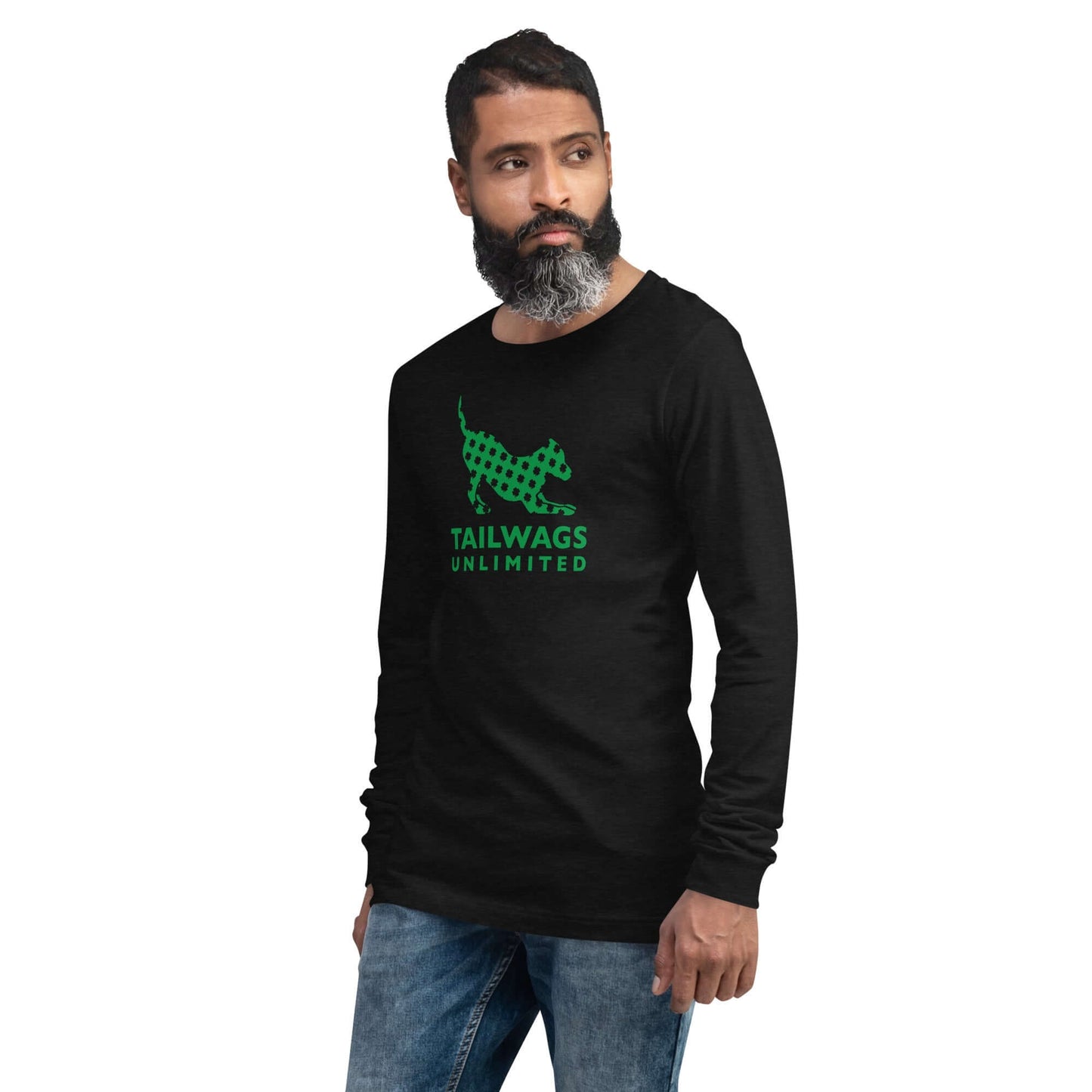 Clover Patterned Green Logo Long Sleeve Tee - TAILWAGS UNLIMITED