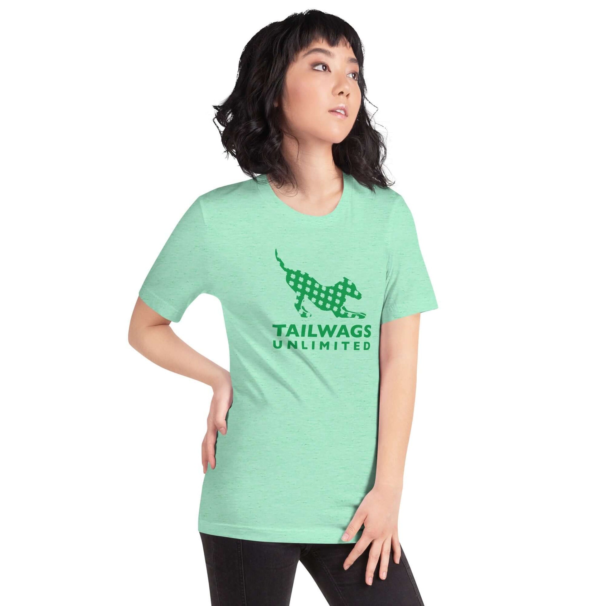 Clover Patterned Green Logo T-Shirt - TAILWAGS UNLIMITED