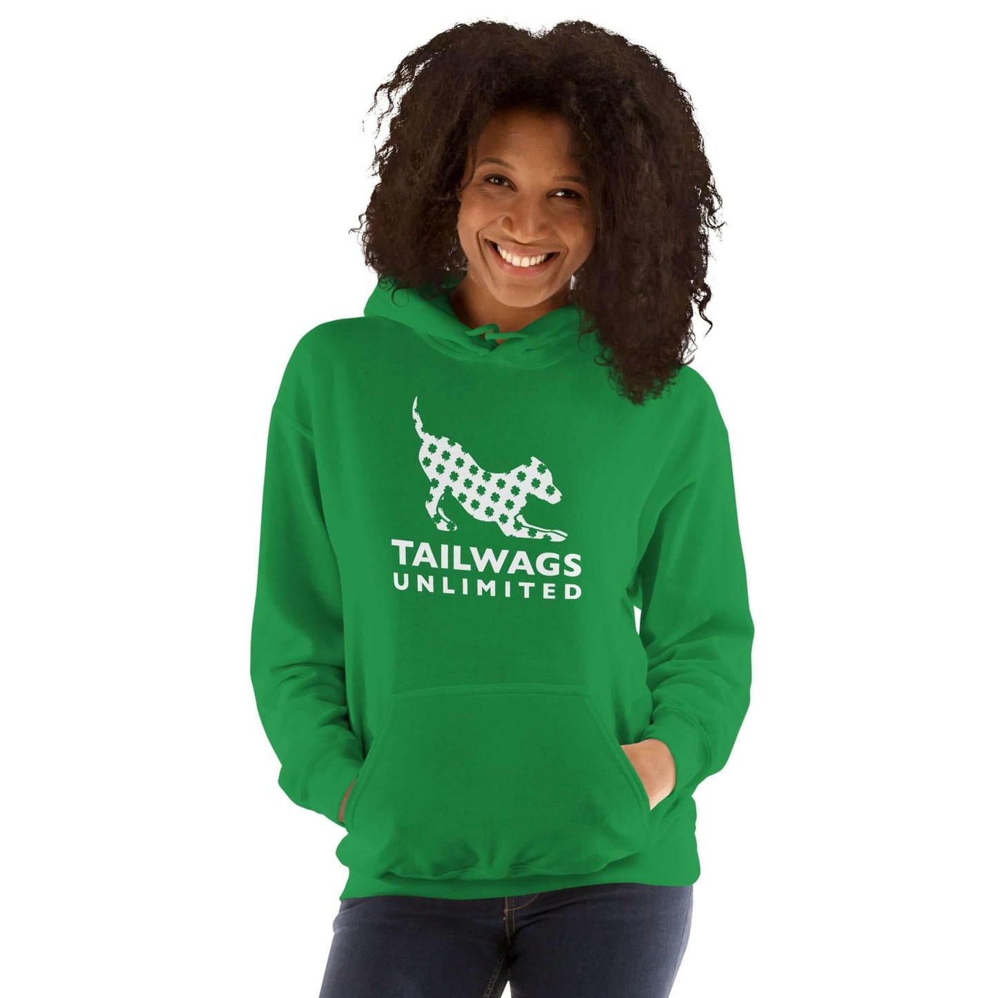 Clover Patterned White Logo Hoodie - TAILWAGS UNLIMITED