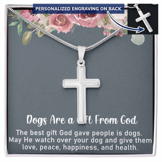 Dog Gift From God Personalized Cross Necklace - TAILWAGS UNLIMITED