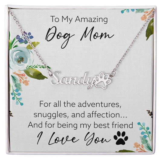 Dog Mom Custom Name Necklace - TAILWAGS UNLIMITED