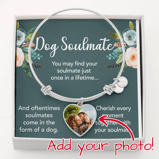 Dog Soulmate Custom Photo Heart Bangle Bracelet - TAILWAGS UNLIMITED