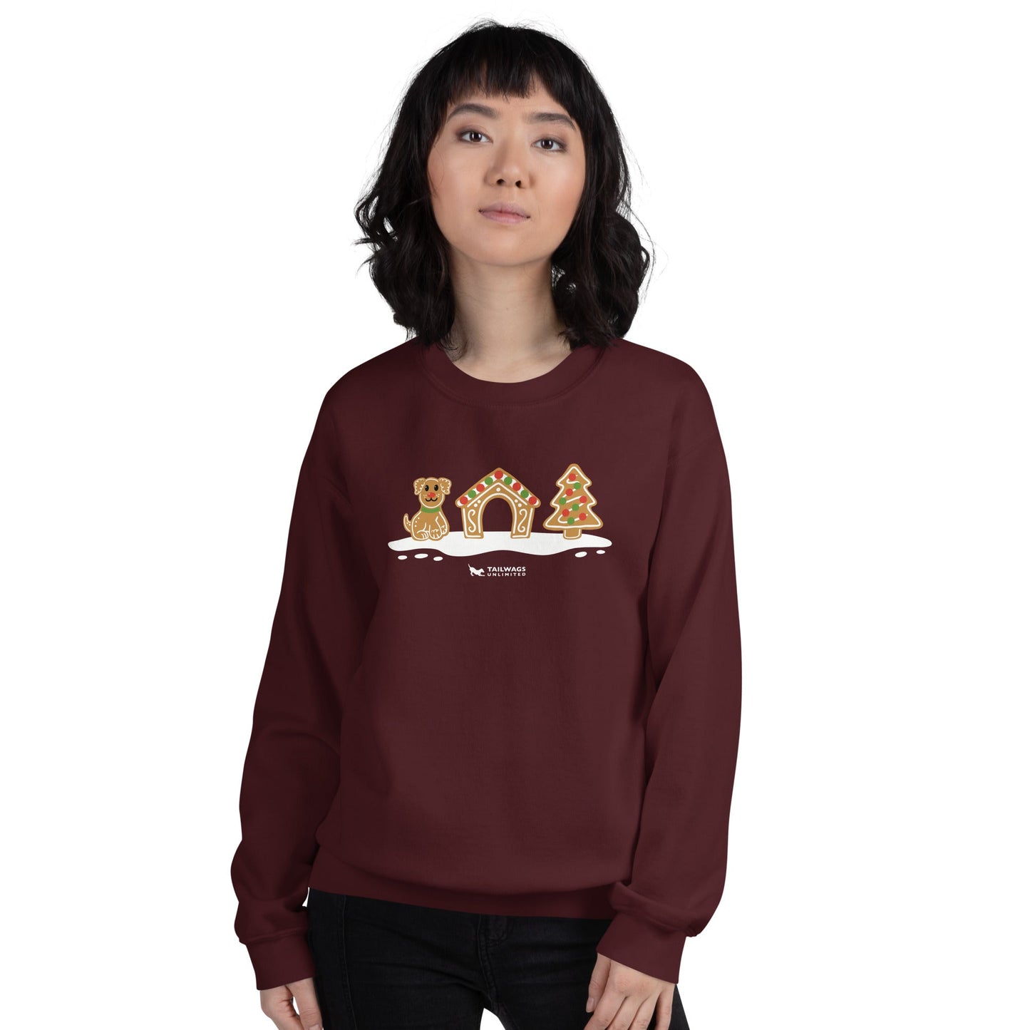 Gingerbread Doghouse Crewneck Sweatshirt - TAILWAGS UNLIMITED