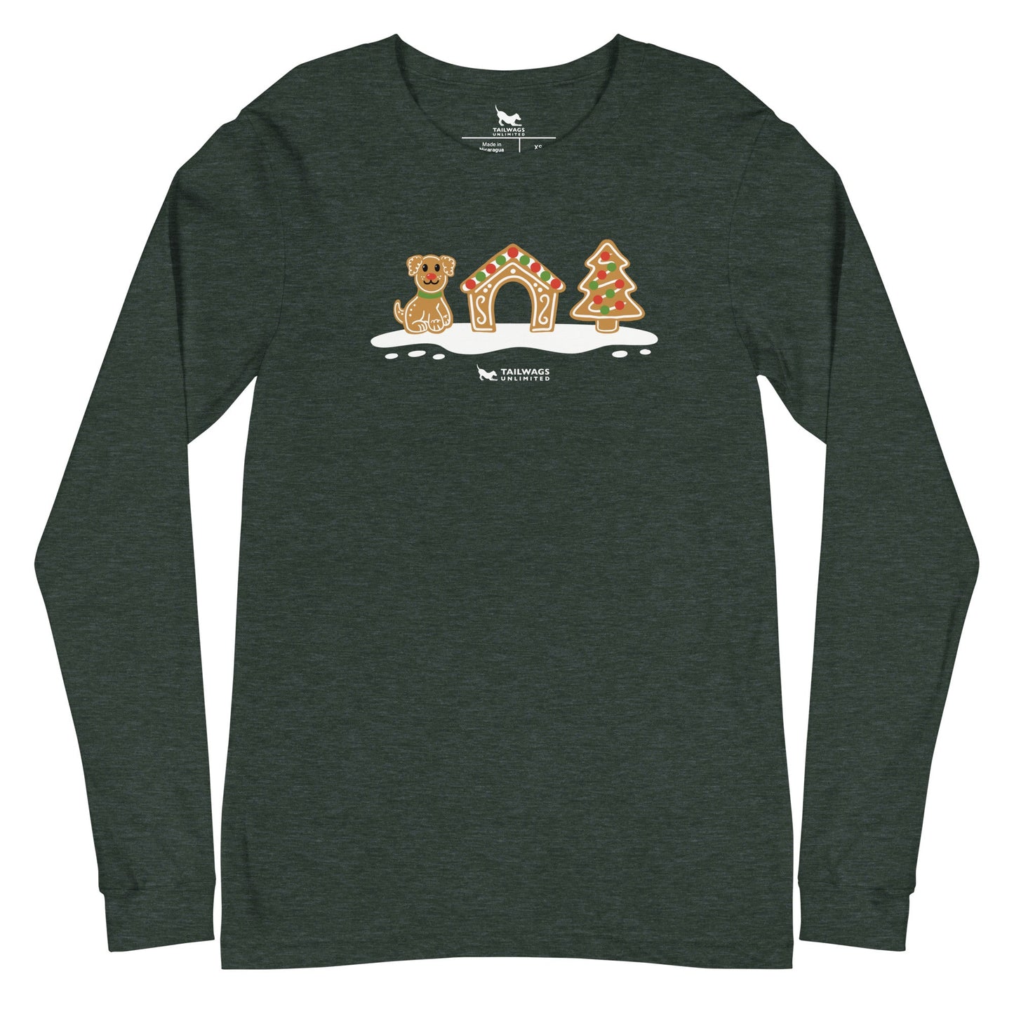 Gingerbread Doghouse Long Sleeve Tee - TAILWAGS UNLIMITED