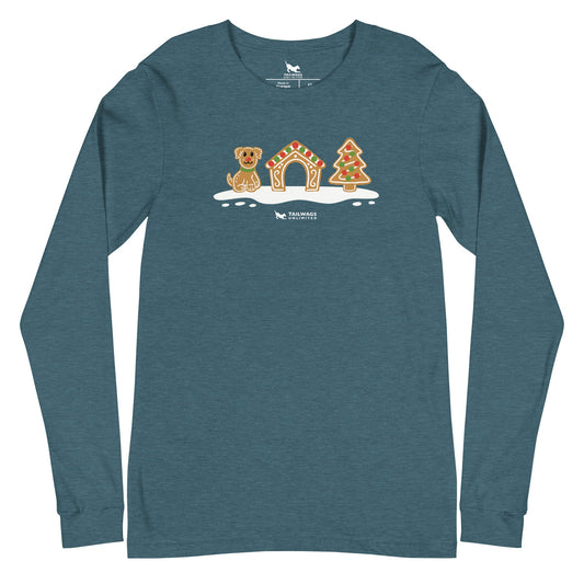 Gingerbread Doghouse Long Sleeve Tee - TAILWAGS UNLIMITED