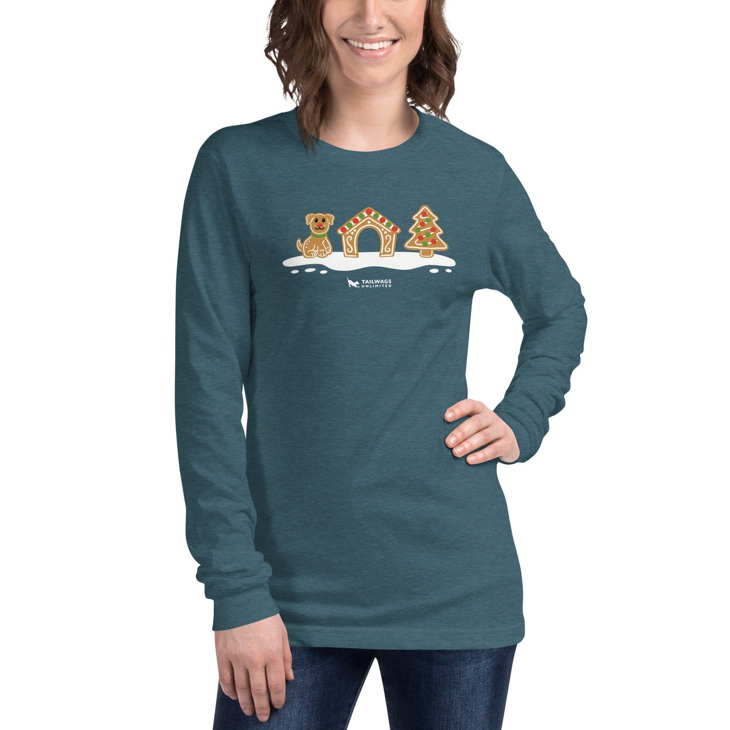 Gingerbread Doghouse Long Sleeve Tee - TAILWAGS UNLIMITED