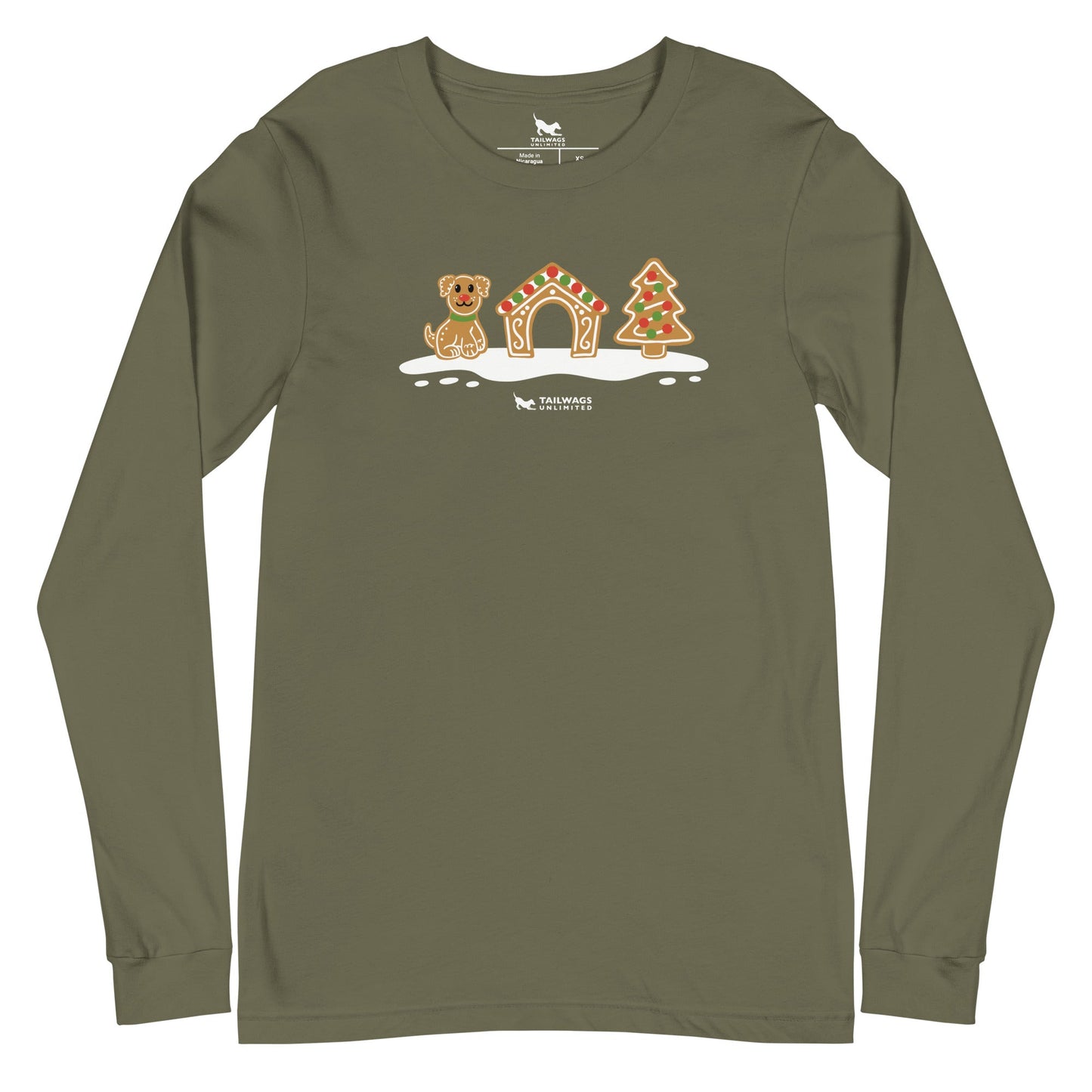 Gingerbread Doghouse Long Sleeve Tee - TAILWAGS UNLIMITED