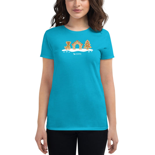 Gingerbread Doghouse Women's Fit T-Shirt - TAILWAGS UNLIMITED