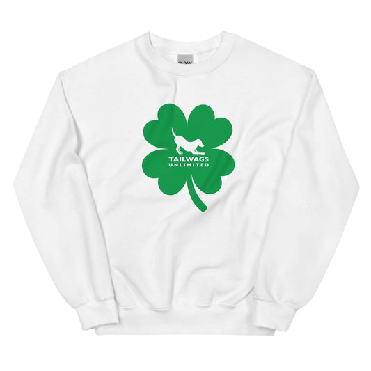 Green Four Leaf Clover Logo Crewneck Sweatshirt - TAILWAGS UNLIMITED