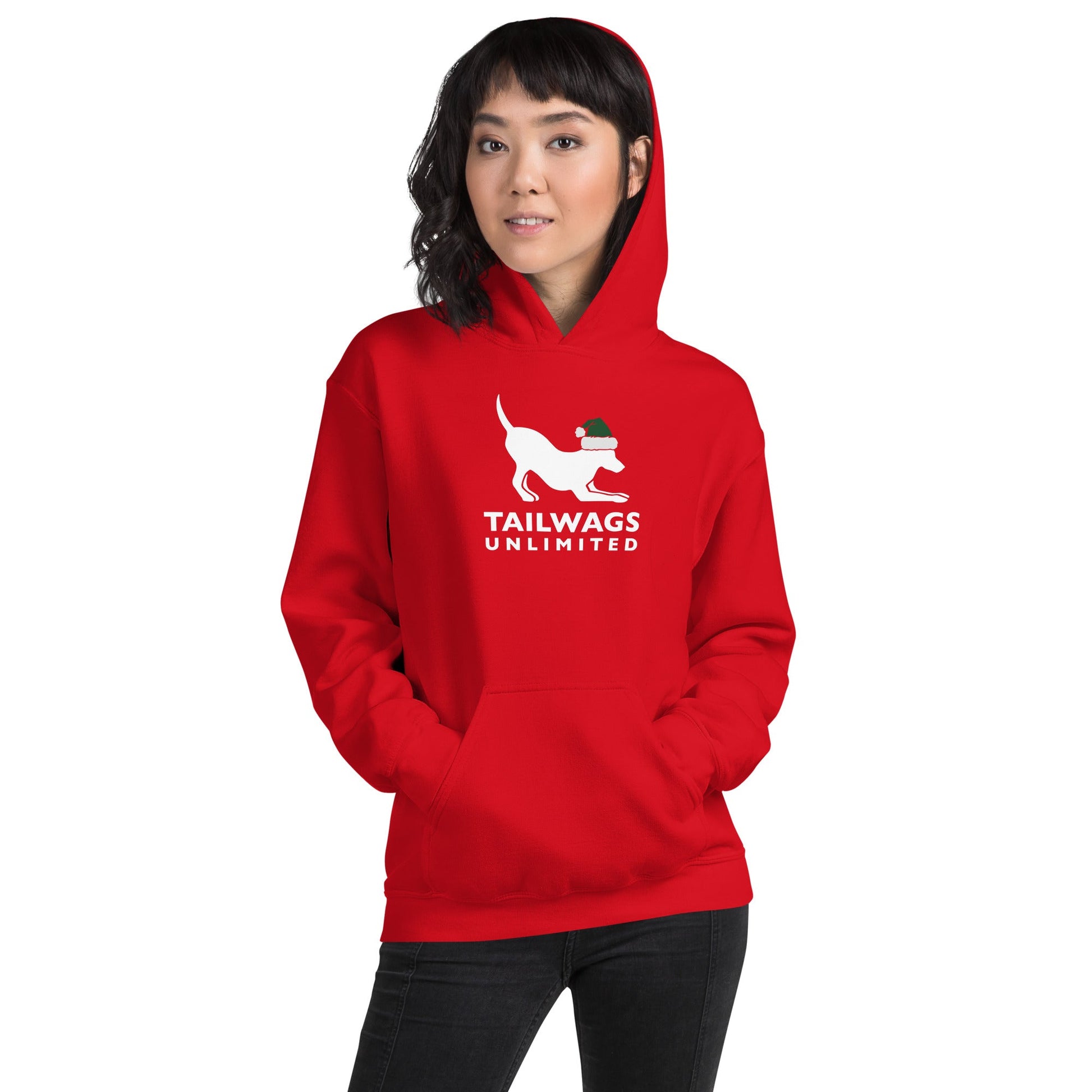 Green Santa Hat Logo Hoodie - TAILWAGS UNLIMITED