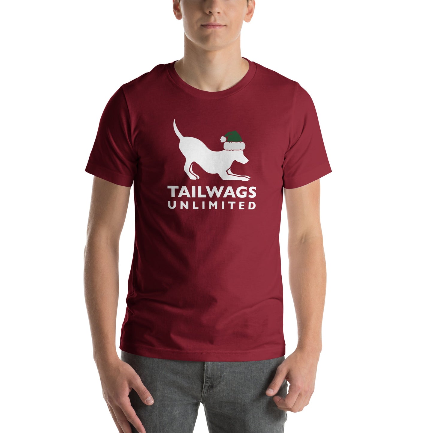 Green Santa Hat Logo T-Shirt - TAILWAGS UNLIMITED