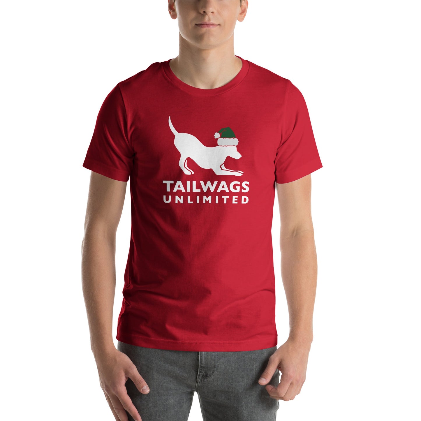 Green Santa Hat Logo T-Shirt - TAILWAGS UNLIMITED