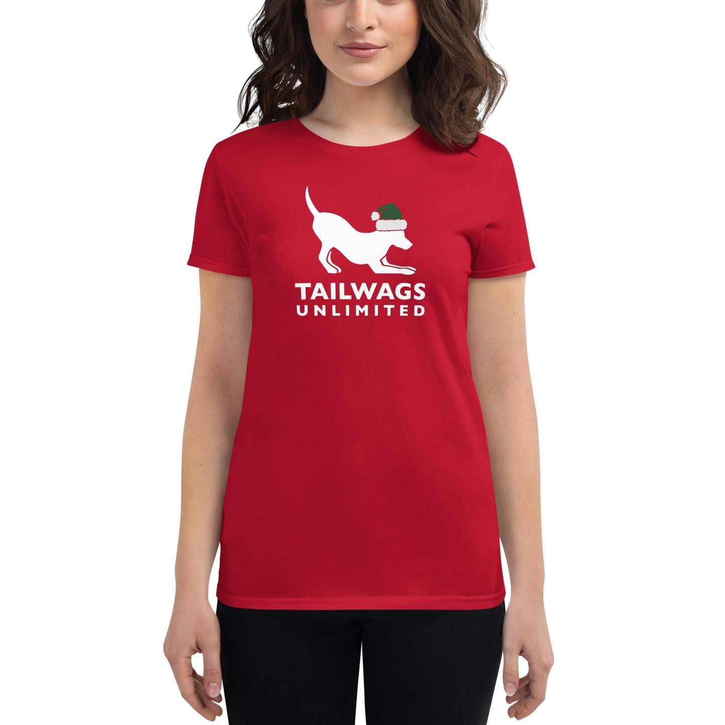 Green Santa Hat Logo Women's Fit T-Shirt - TAILWAGS UNLIMITED