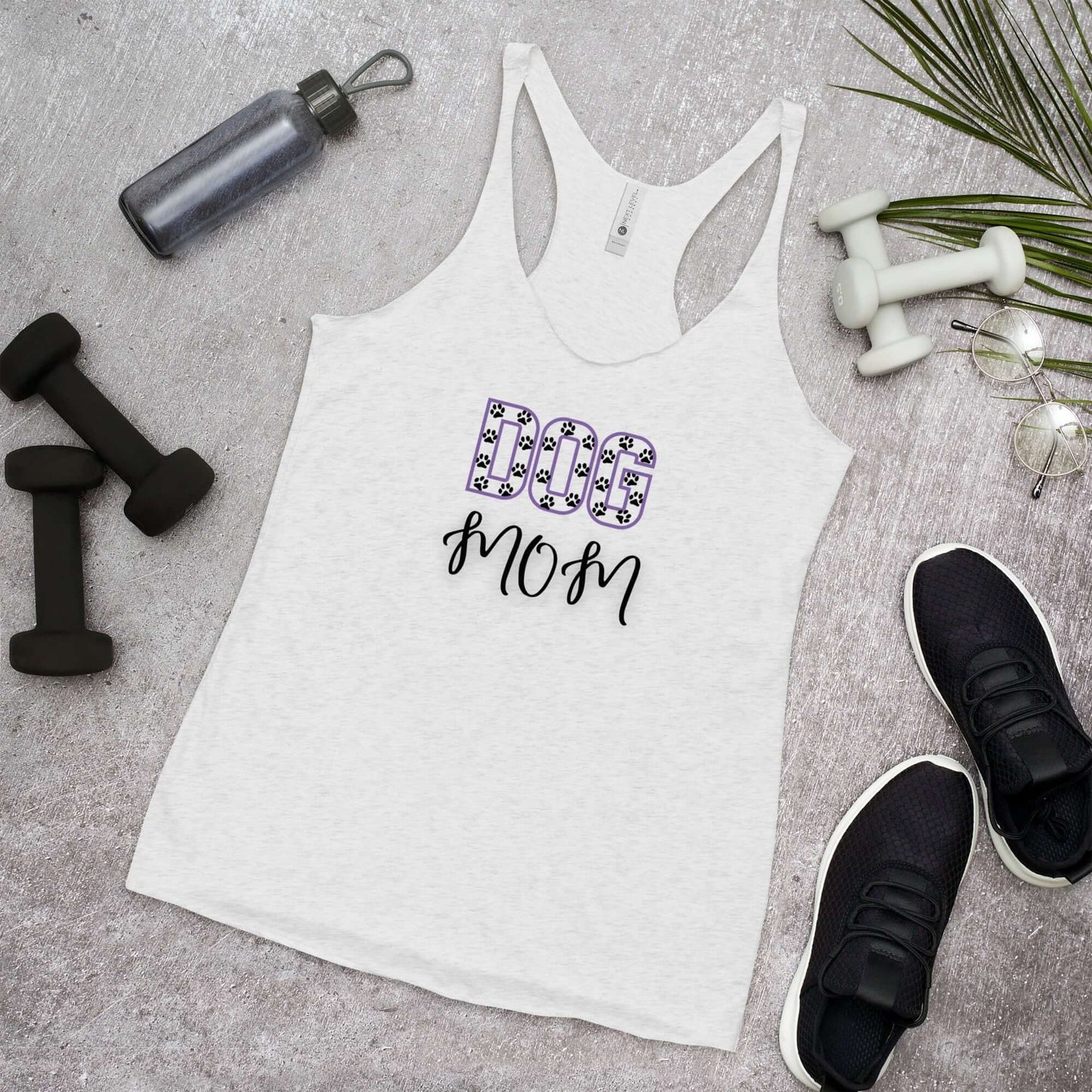 Paw Print Dog Mom Racerback Tank - TAILWAGS UNLIMITED