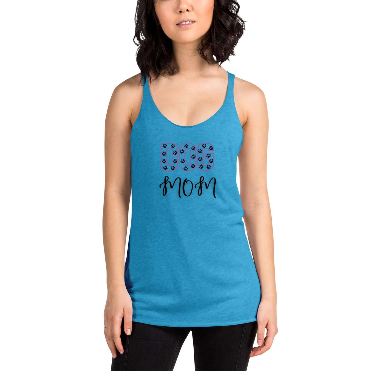 Paw Print Dog Mom Racerback Tank - TAILWAGS UNLIMITED