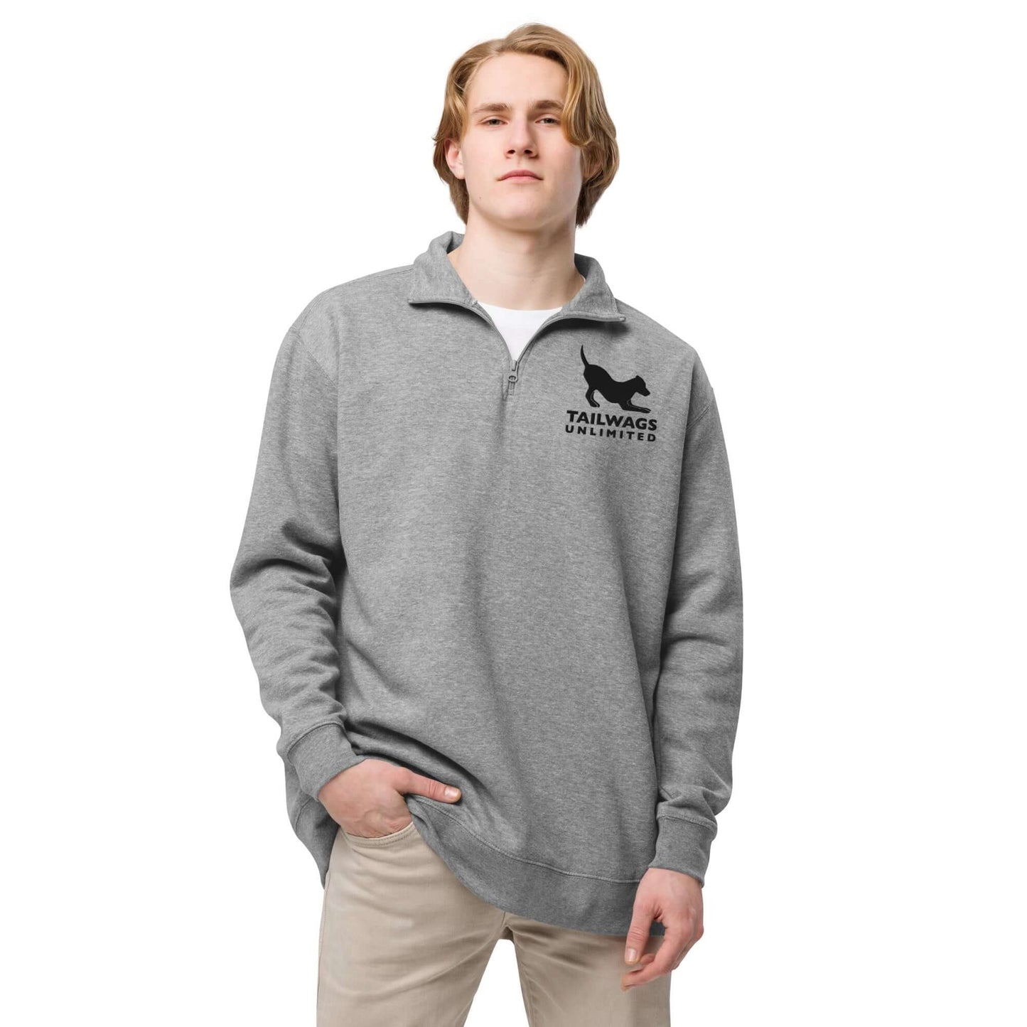 Tailwags Black Logo Unisex Quarter Zip Fleece Pullover - TAILWAGS UNLIMITED