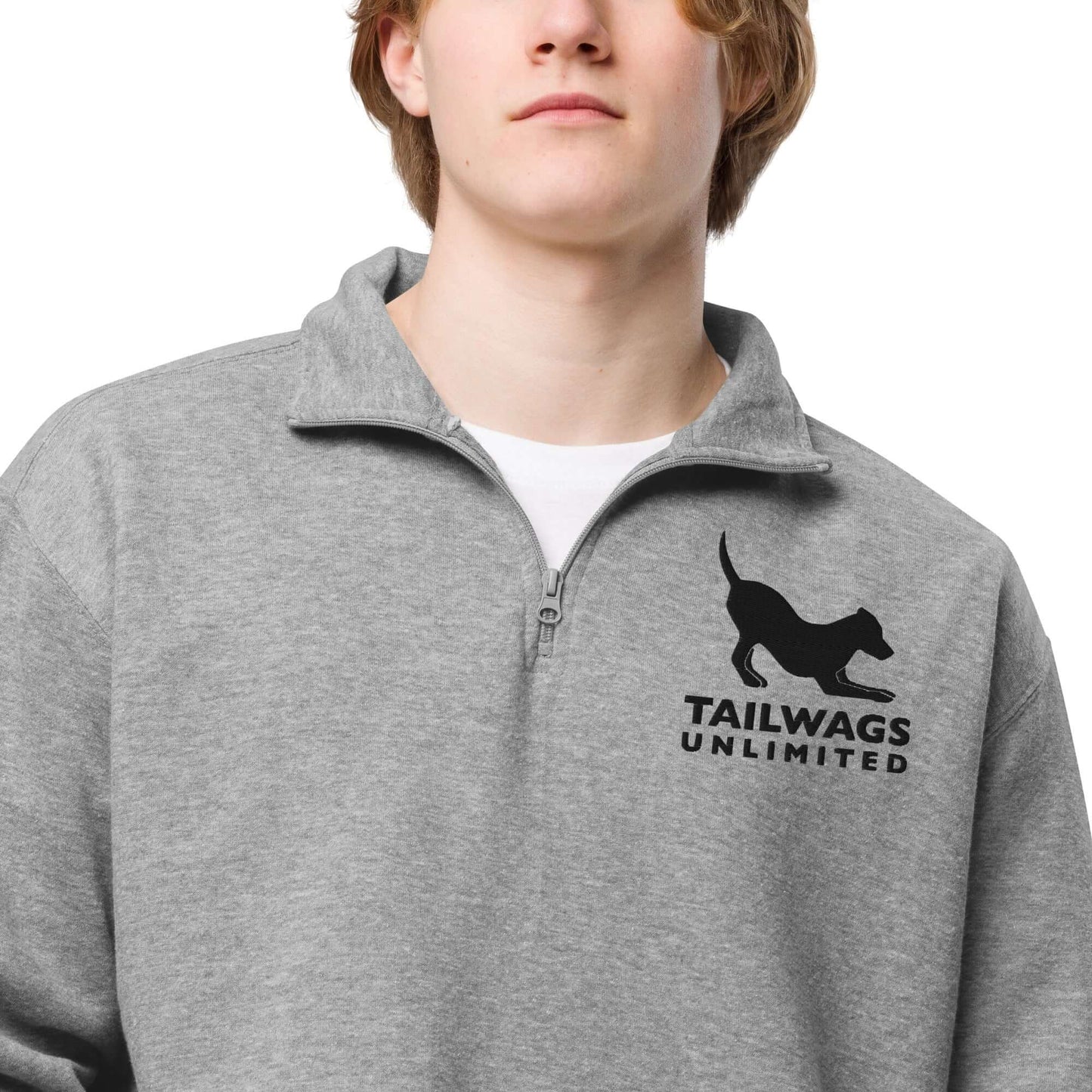 Tailwags Black Logo Unisex Quarter Zip Fleece Pullover - TAILWAGS UNLIMITED