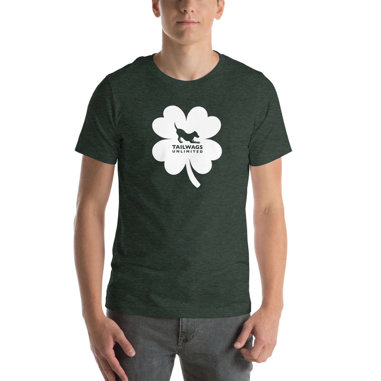 White Four Leaf Clover Logo T-Shirt - TAILWAGS UNLIMITED