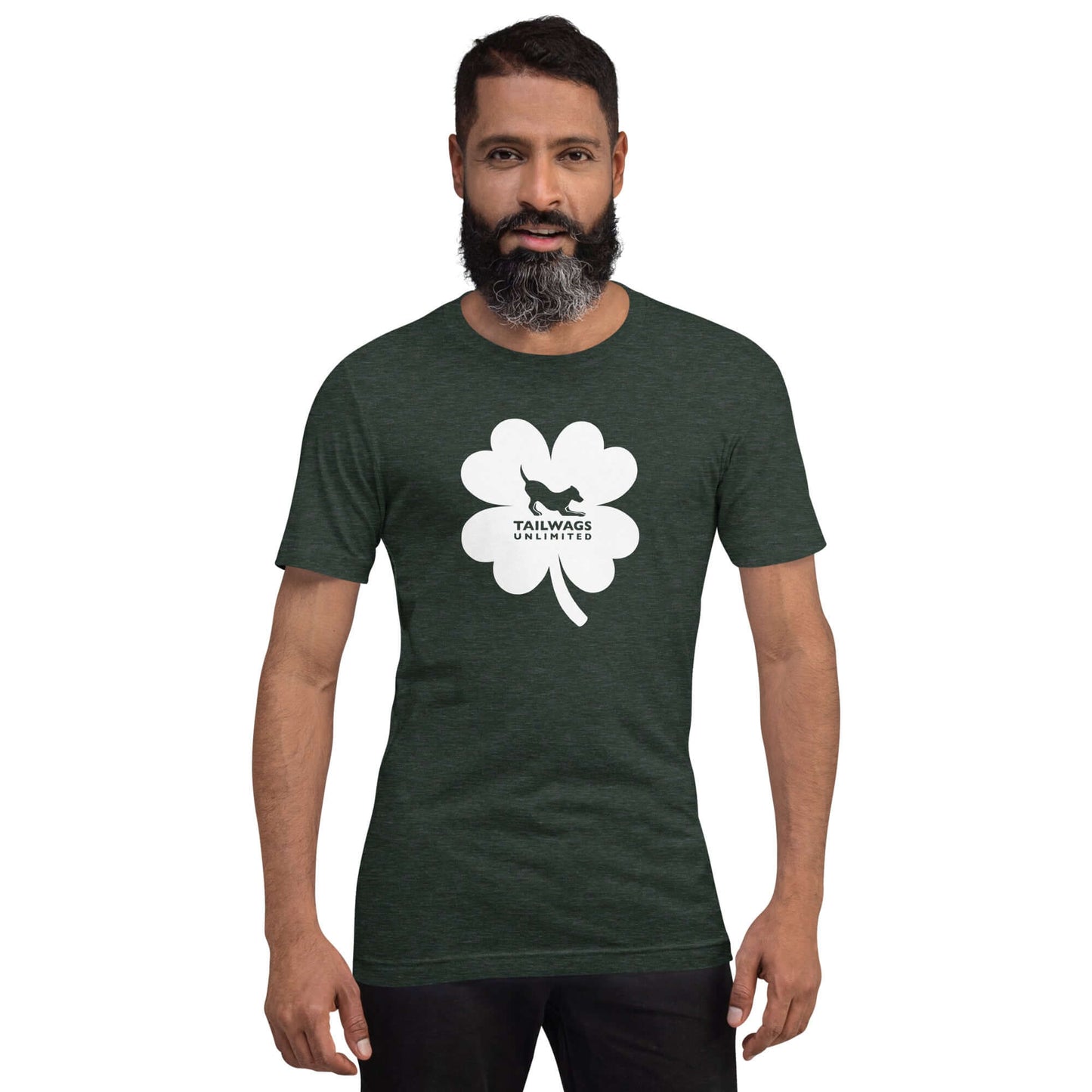 White Four Leaf Clover Logo T-Shirt - TAILWAGS UNLIMITED