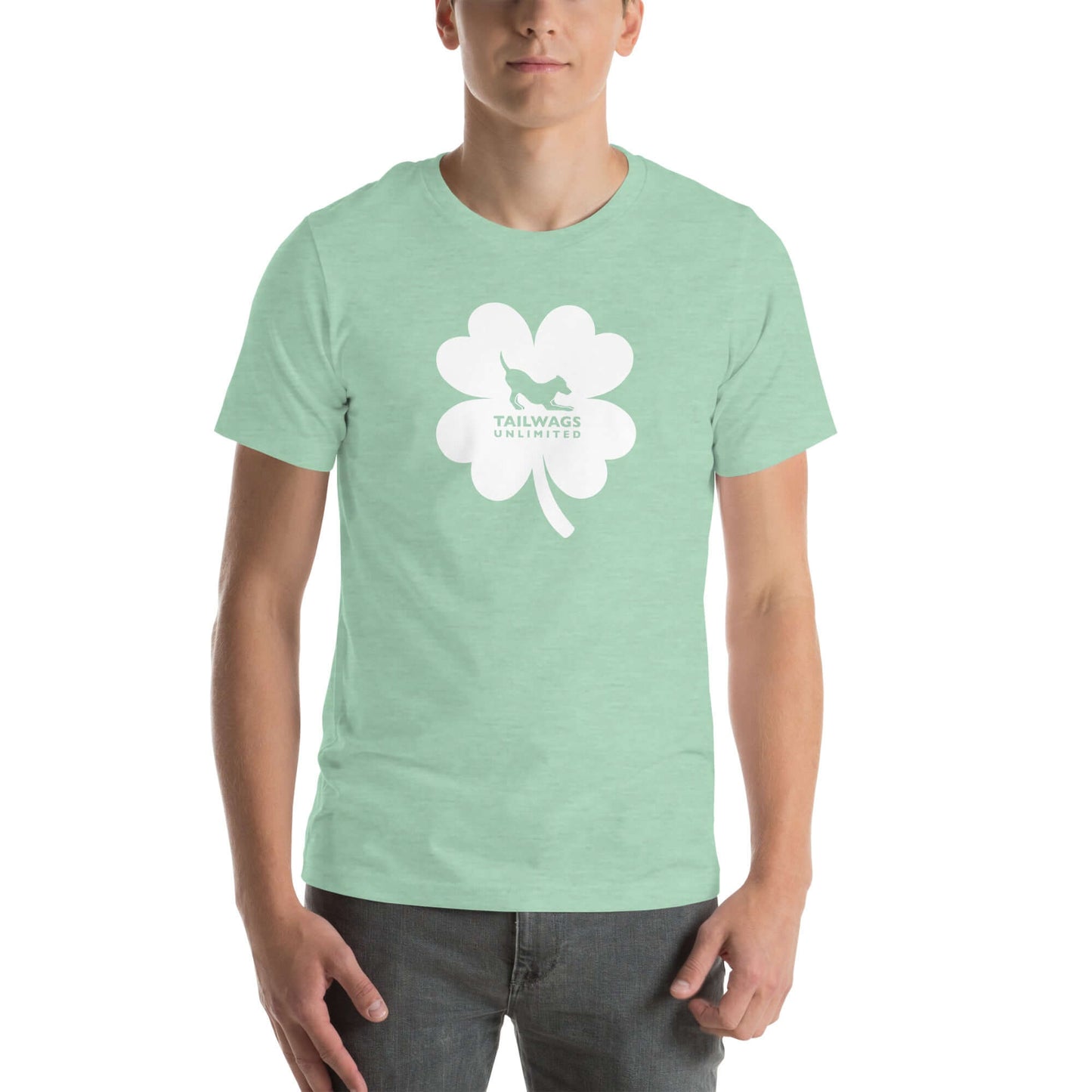 White Four Leaf Clover Logo T-Shirt - TAILWAGS UNLIMITED