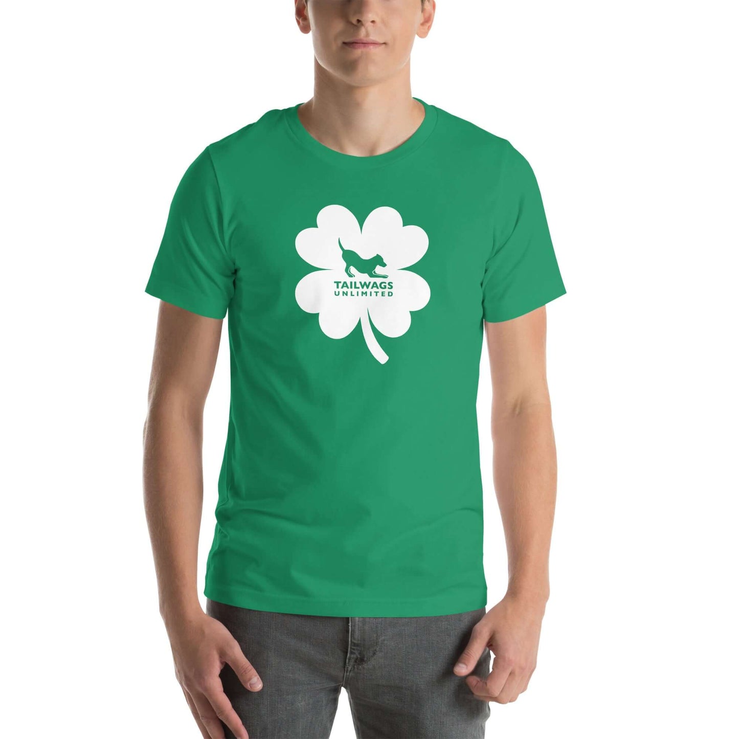 White Four Leaf Clover Logo T-Shirt - TAILWAGS UNLIMITED