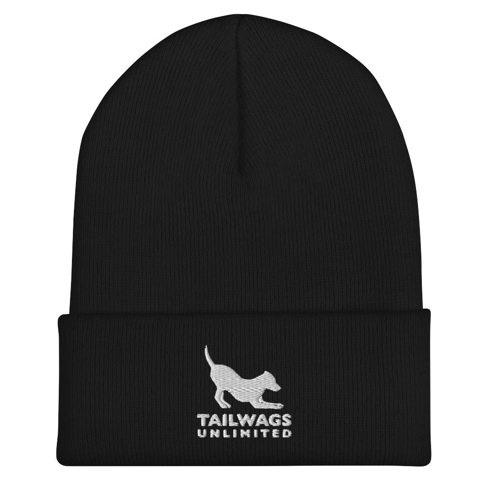 White Logo Beanie - TAILWAGS UNLIMITED